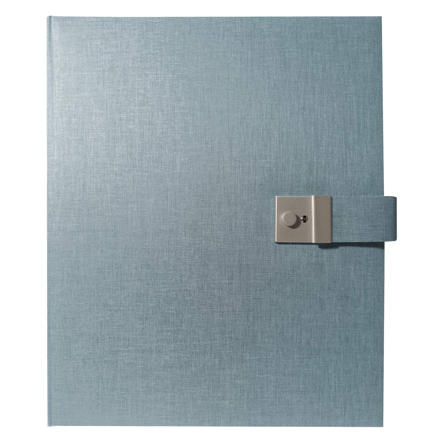 Goldbuch Summertime Trend 2 53607 Document Folder for DIN A4 Documents, Ring Binder Folder with 5 Pockets Expandable Folder with Lock, Linen Orgal Folder Approx. 27.5 x 34 cm Blue Grey
