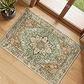 RELEANY Area Rugs 2'x3' Kitchen Rugs Entry Rug Small Rugs for Entryway Kitchen Bathroom Door Mat Indoor Entrance,Washable Non Slip, Brick Red Rust Neutral Brown Burnt Orange Green