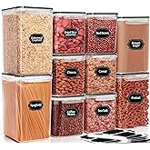PRAKI Large Airtight Food Storage Containers, 10PCS BPA Free Plastic Cereal Storage Containers, Kitchen & Pantry Organization