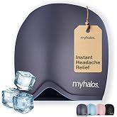 MyHalos Migraine &amp; Headache Relief Cap, 30% More Gel, Hot &amp; Cold Ice Wrap | Stays Cold Longer for Deeper Relief, Hot &amp; Cold Therapy, Soothes Tension, Sinus Pain &amp; Hangovers, Flexible, Freezer Safe Grey