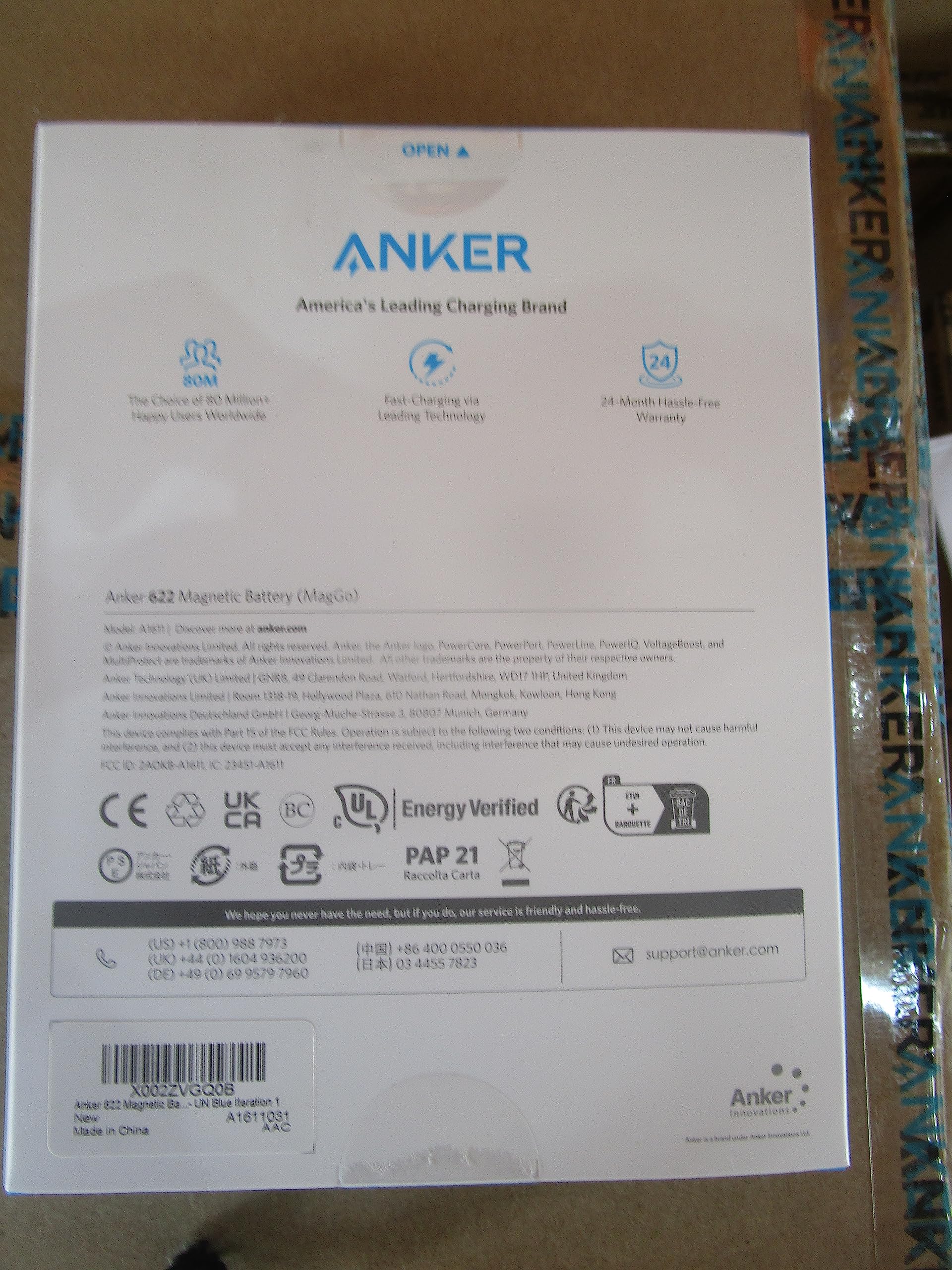 ANKER Magnetic Battery (MagGo), 5,000 mAh Foldable Magnetic Wireless Portable Charger and USB-C for iPhone 15/15 Plus/15 Pro/15 Pro Max, iPhone 14/13 Series（Misty Blue）