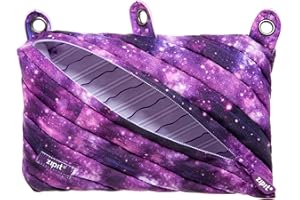 ZIPIT Galaxy Pencil Case for Girls | Big Pencil Pouch for School, College and Office | Pencil Bag for Kids (Purple)