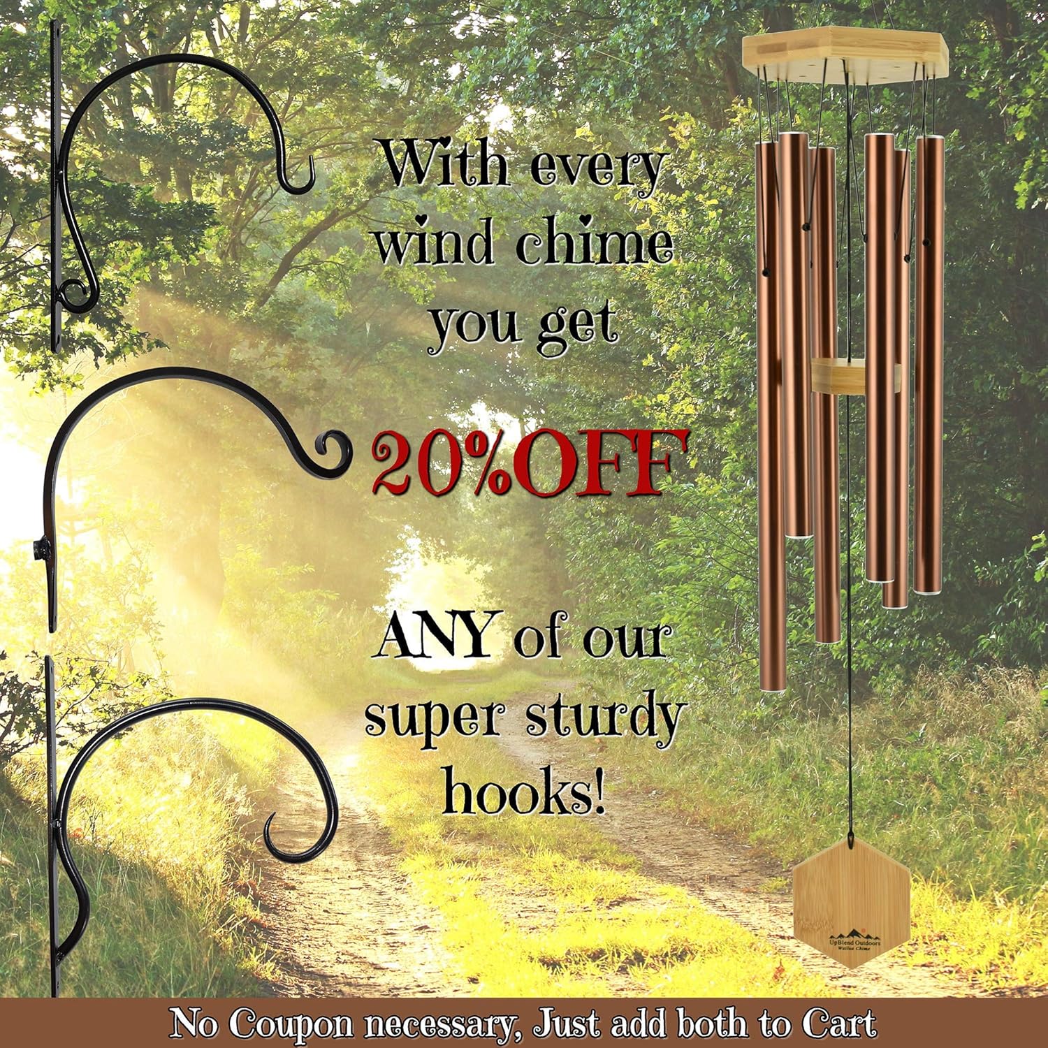 WIND CHIMES FOR PEOPLE WHO LIKE THEIR NEIGHBORS, Soothing Melodic Tones & Solidly Constructed Bamboo/Aluminum Chime, Great as a Quality Gift or to keep for Your own Patio, Porch, Garden, or Backyard. : Garden & Outdoor