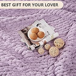 L'AGRATY Chunky Knit Blanket Throw - Soft Chenille
