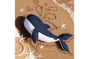 Phantoscope Outdoor Whale Shaped Throw Pillow, Decorative Waterproof Pillows for Outdoor Patio Furniture, Beach Cushion Pillows, Blue and White 29 x 8 Inches