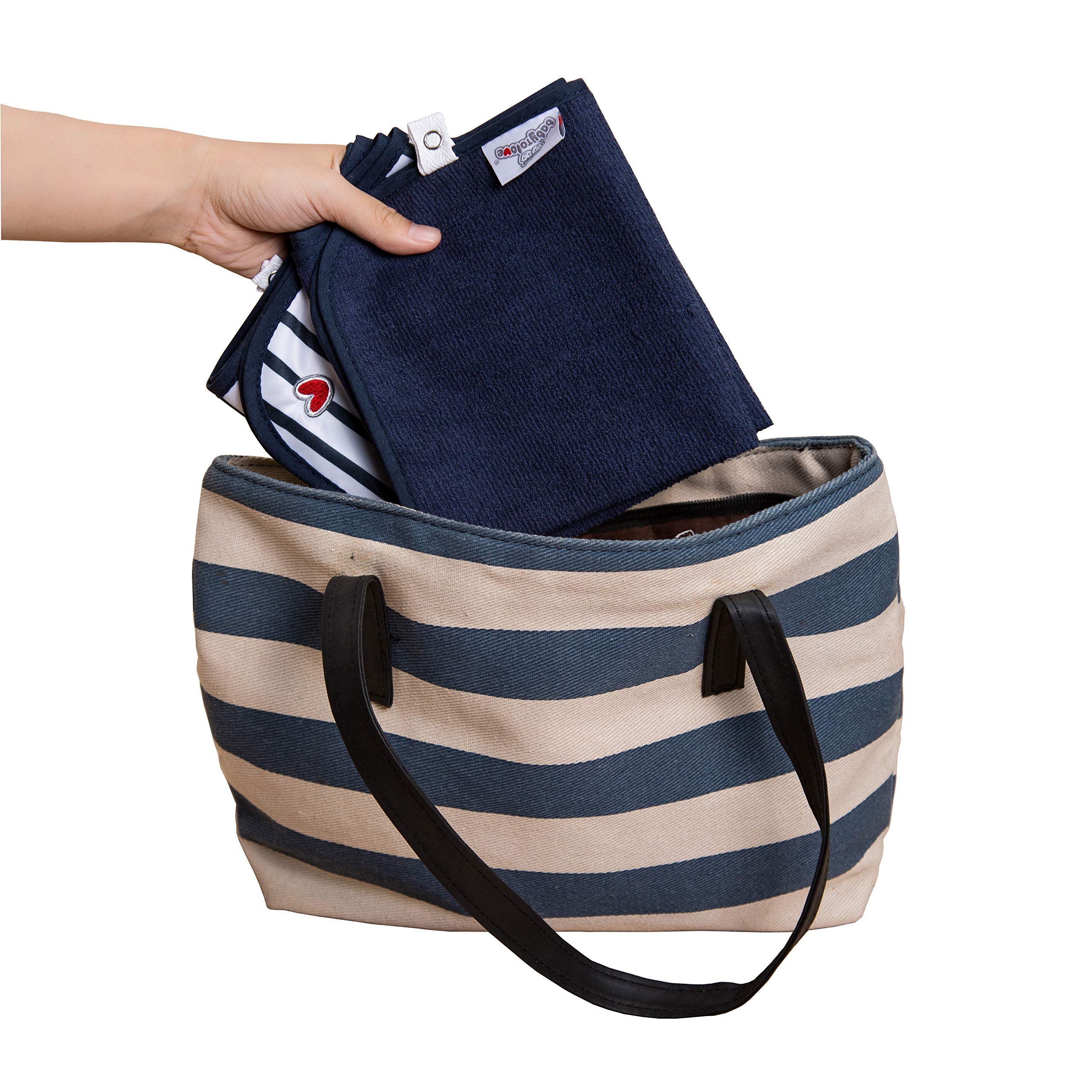 Baby-to-Love Waterproof Changing Pad Liners, Baby Boy Burp Cloth, Changing Table Pad (Blue Stripes, Bundle)