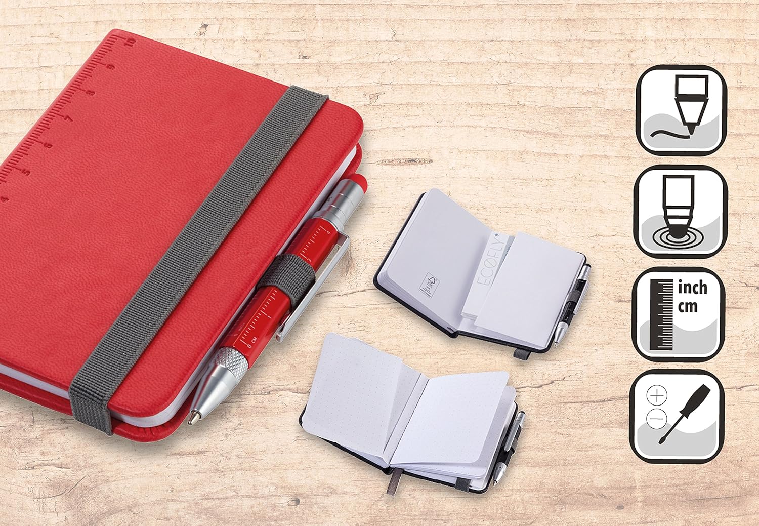 TROIKA Notepad DIN A7 including ballpoint pen, elastic band closure, pen loop, FSC certified paper, perforated pages - Image 4