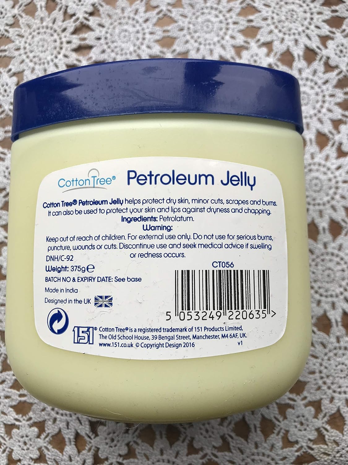Cotton Tree Petroleum Jelly, 375 g PJ375, white, 375 g (Pack of 1) - Image 3