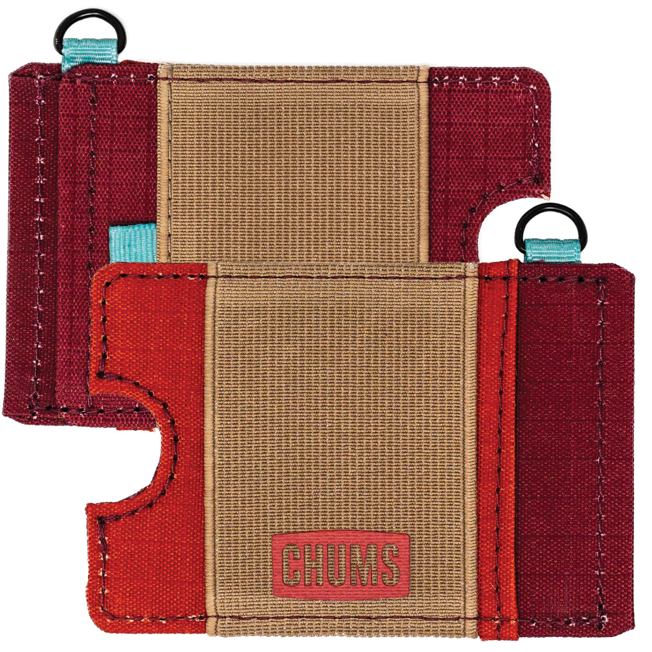 Photo 1 of ** only one ** Chums Bandit Lo-Pro Minimalist Wallet - Compact RFID Wallet with Keyring & Elastic Strap for Cash (Rust/Burgundy/Tan)