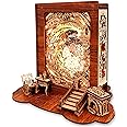 FUNPOLA Alice in Wonderland LED 3D Puzzle Nightlight - DIY Book Lamp with Clock - 3D Wood Puzzles Nightlight Home Décor for Kids and Adults