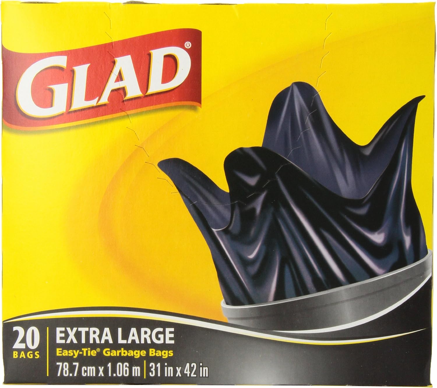 Glad Black Garbage Bags ExtraLarge 135 Litres 20 Trash Bags