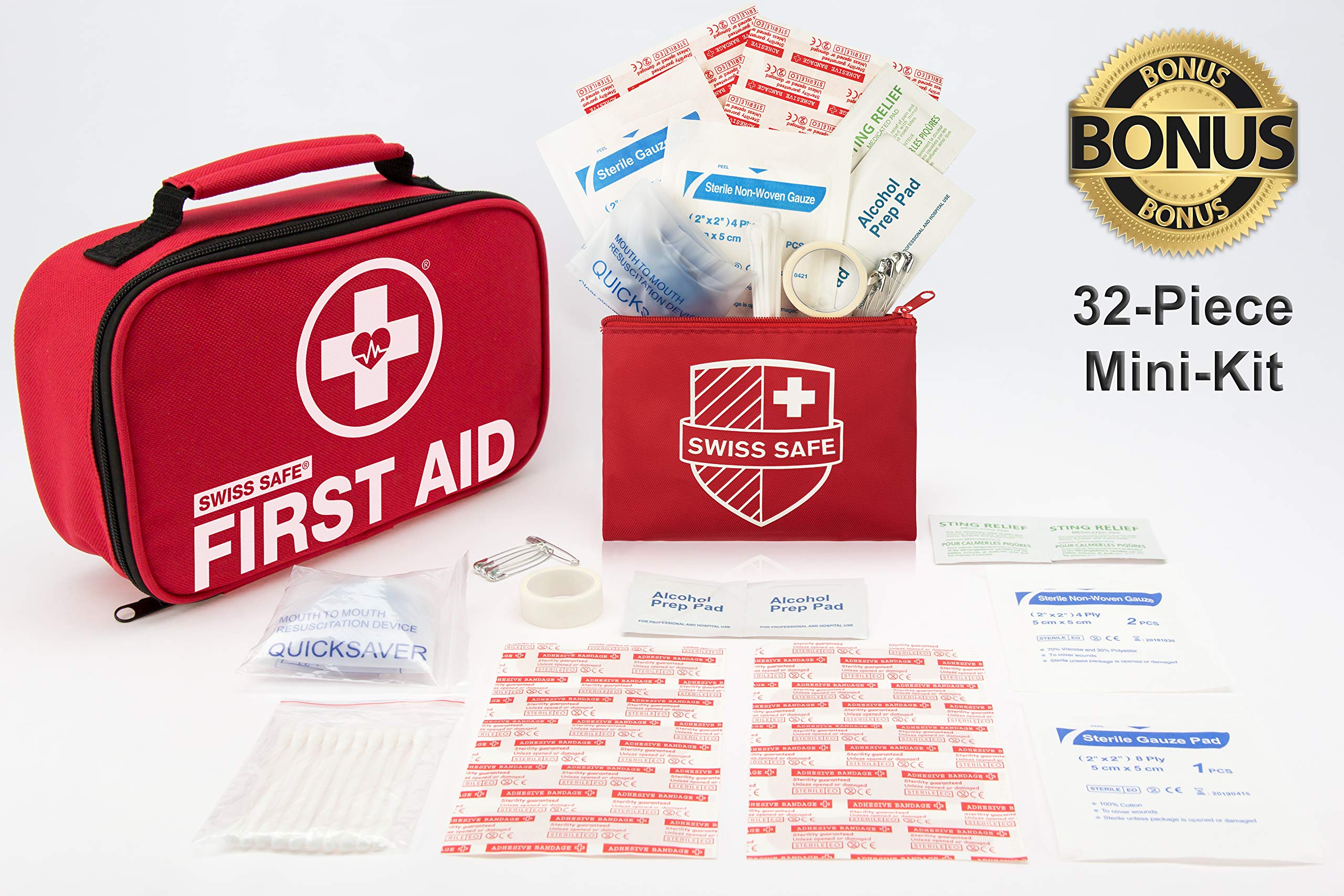 Swiss Safe 2in1 First Aid Kit (120 Piece) + Bonus 32Piece Mini First
