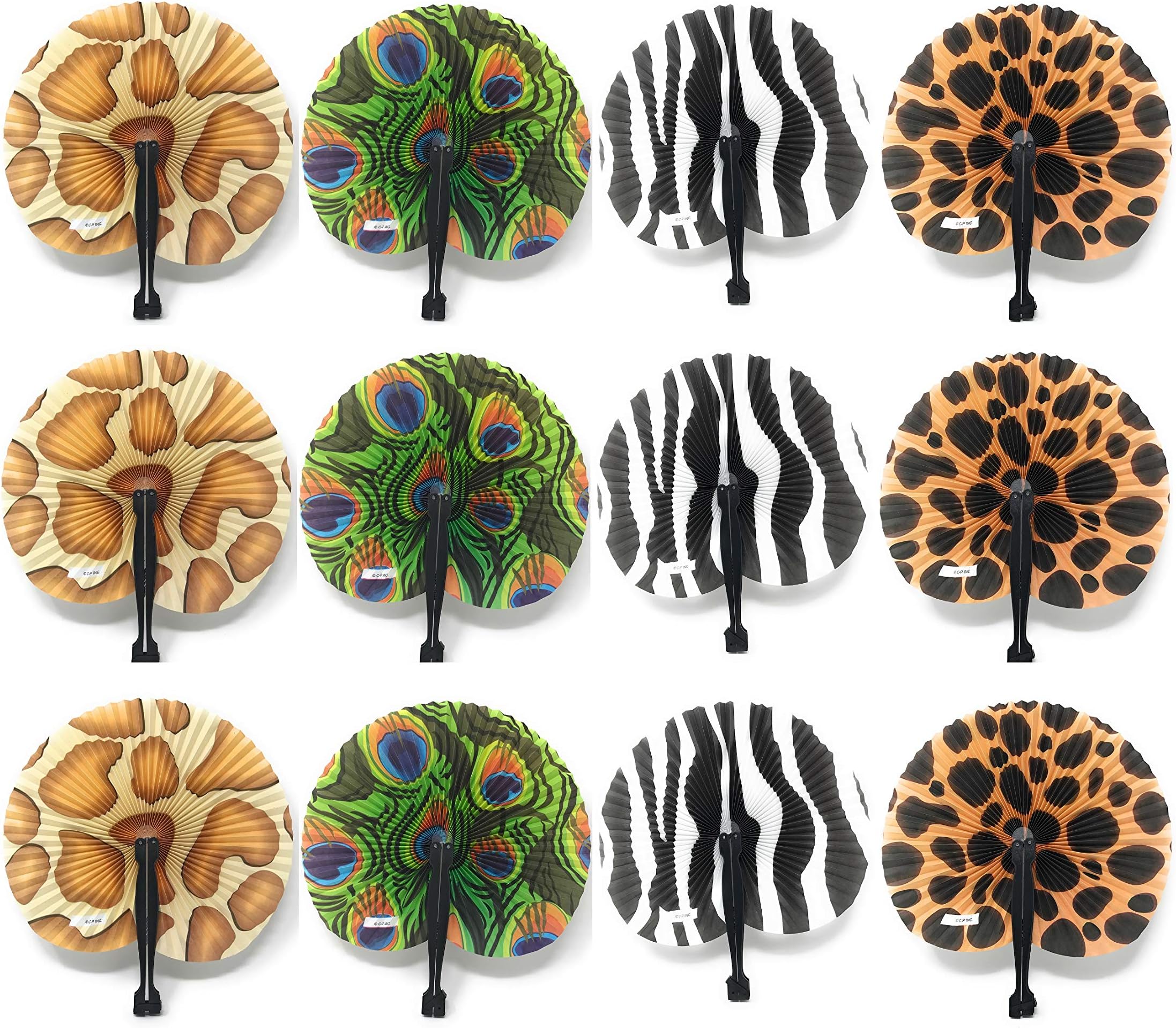 Safari Folding Fans : (2-Pack of 12)