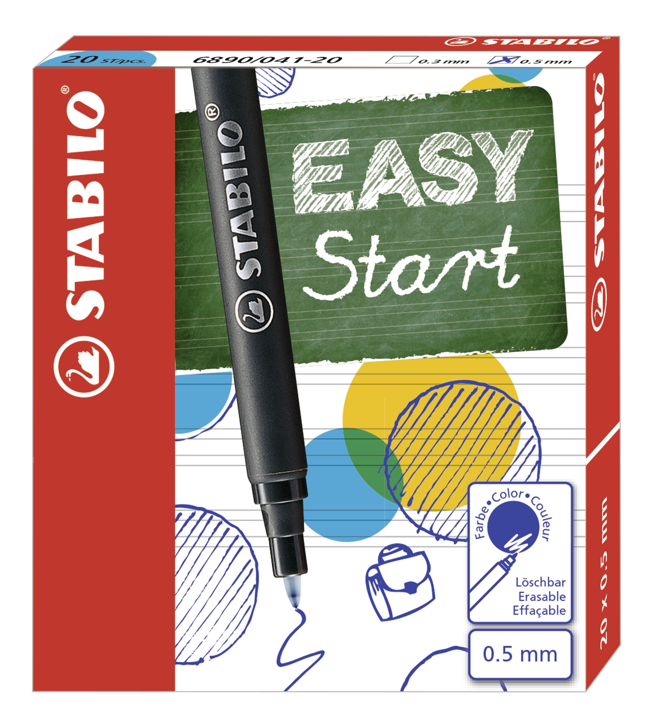 STABILO EASYoriginal Ergonomic Rollerball Refill - Pack of 20 - Blue