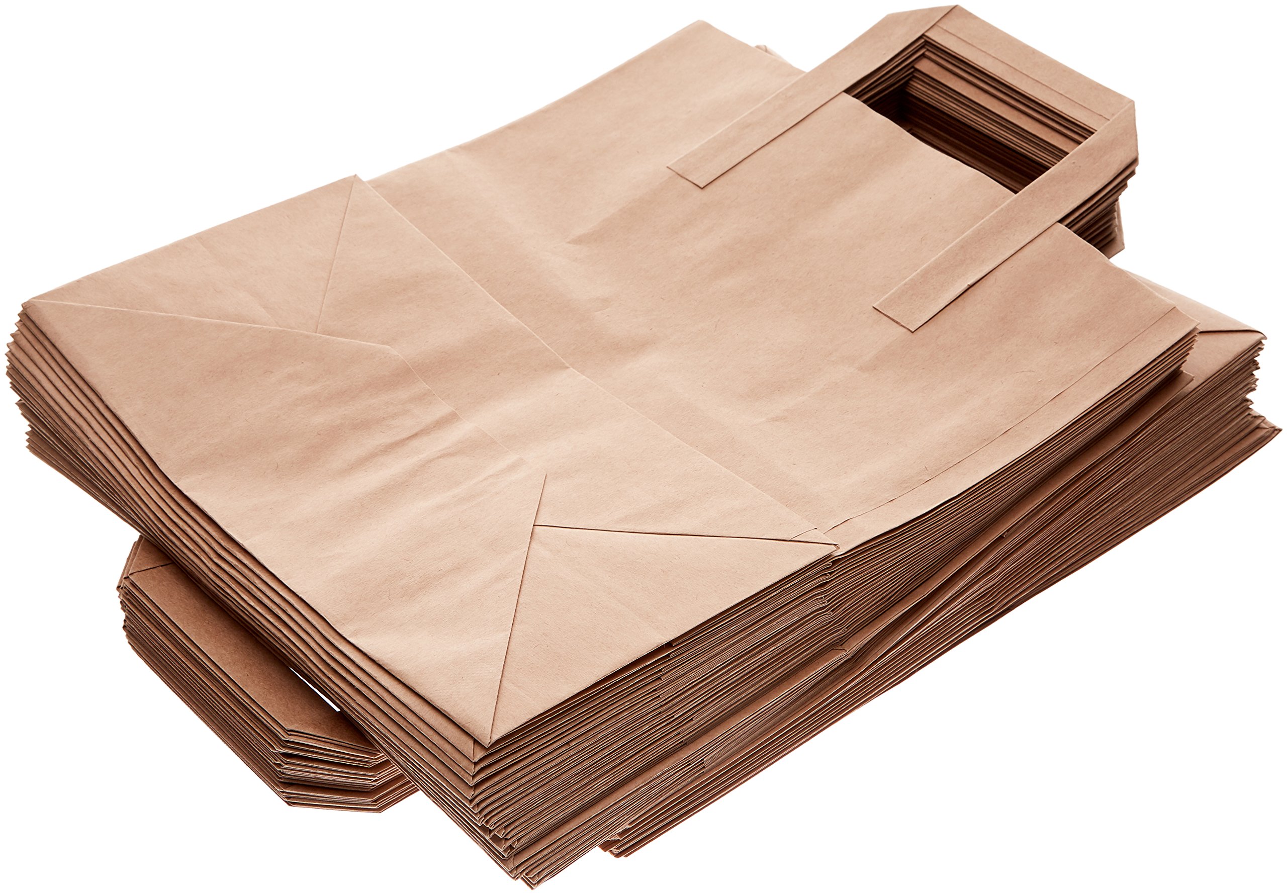 The Paper Bag Company Brown Paper Carrier Bags with Flat Handles, H: 29.5 cm x Width: 13.5 cm x Length: 25 cm Pack of 50