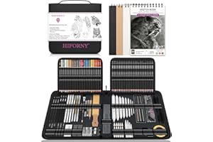 HIFORNY 126 PCS Drawing Kit Sketching Pencil Set,Sketch Pencils Art Supplies with 3-Color Sketchbook,Graphite,Charcoal,Blending Tools,Drawing Pencils for Adults Artists in Zipper Case