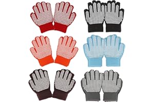 Gilbins Magic-Stretch Gripper Glove, Kids Size, Colorful Set, 6 Pair