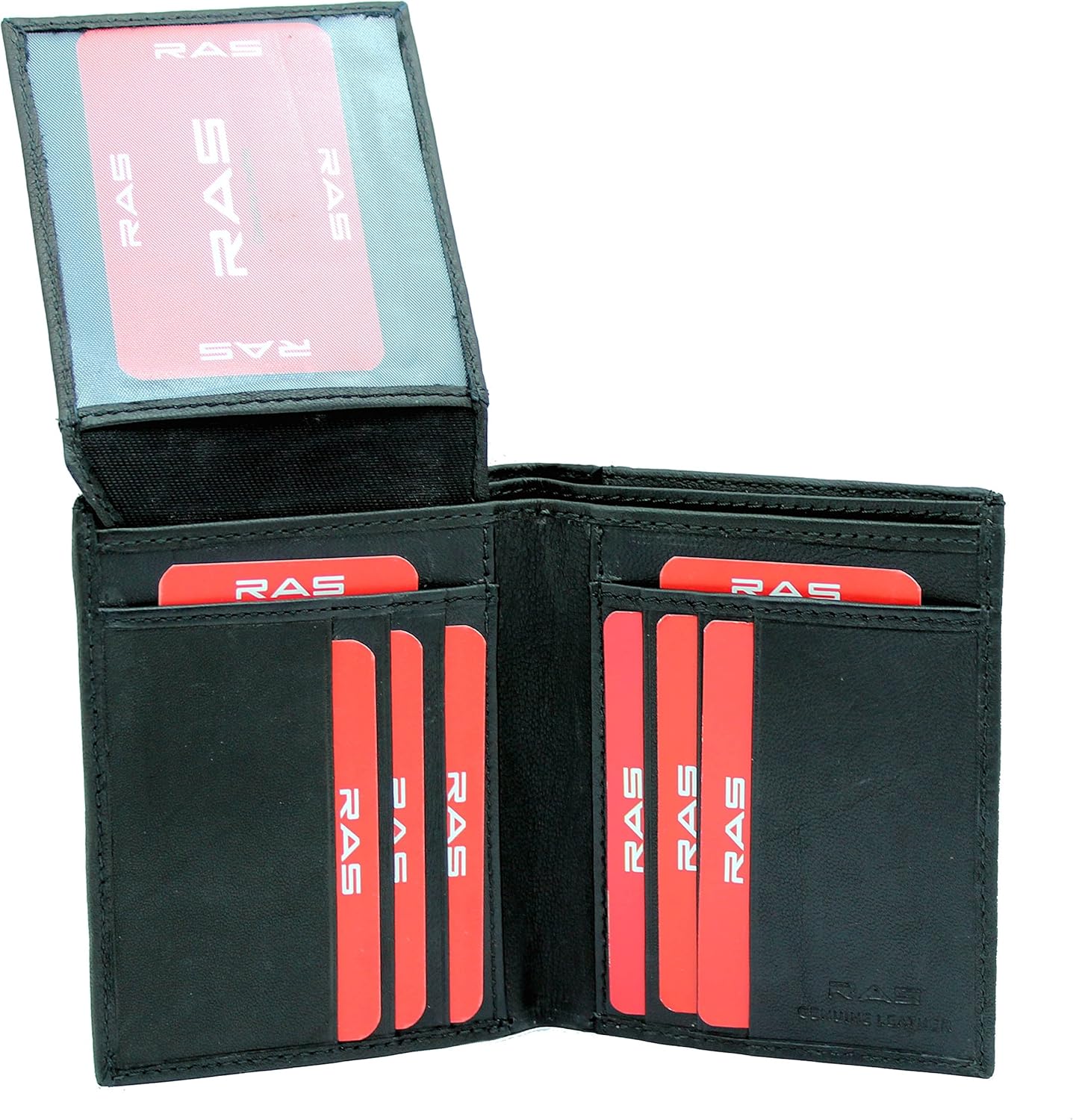 RAS Mens Leather Notecase Vertical Wallet Id Card Holder 55 Black, 10cm x 12cm - Image 4