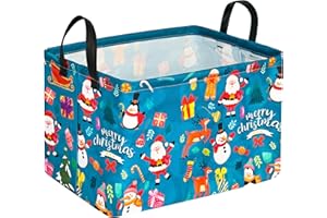MAIZMZ Christmas Basket for Kids Gingerbread Santa Claus Snowman Storage Baskets Collapsible Nursery Hamper Waterproof Clothes Toy Bin Book Shelf Gift Basket Cube Xmas Party Decor