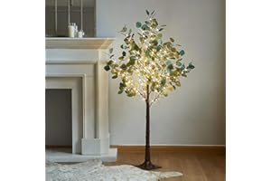 LITBLOOM Lighted Eucalyptus Tree 4FT 160 Fairy Lights, Artificial Plant Tree with Lights for Indoor Outdoor Home Wedding Room Decoration