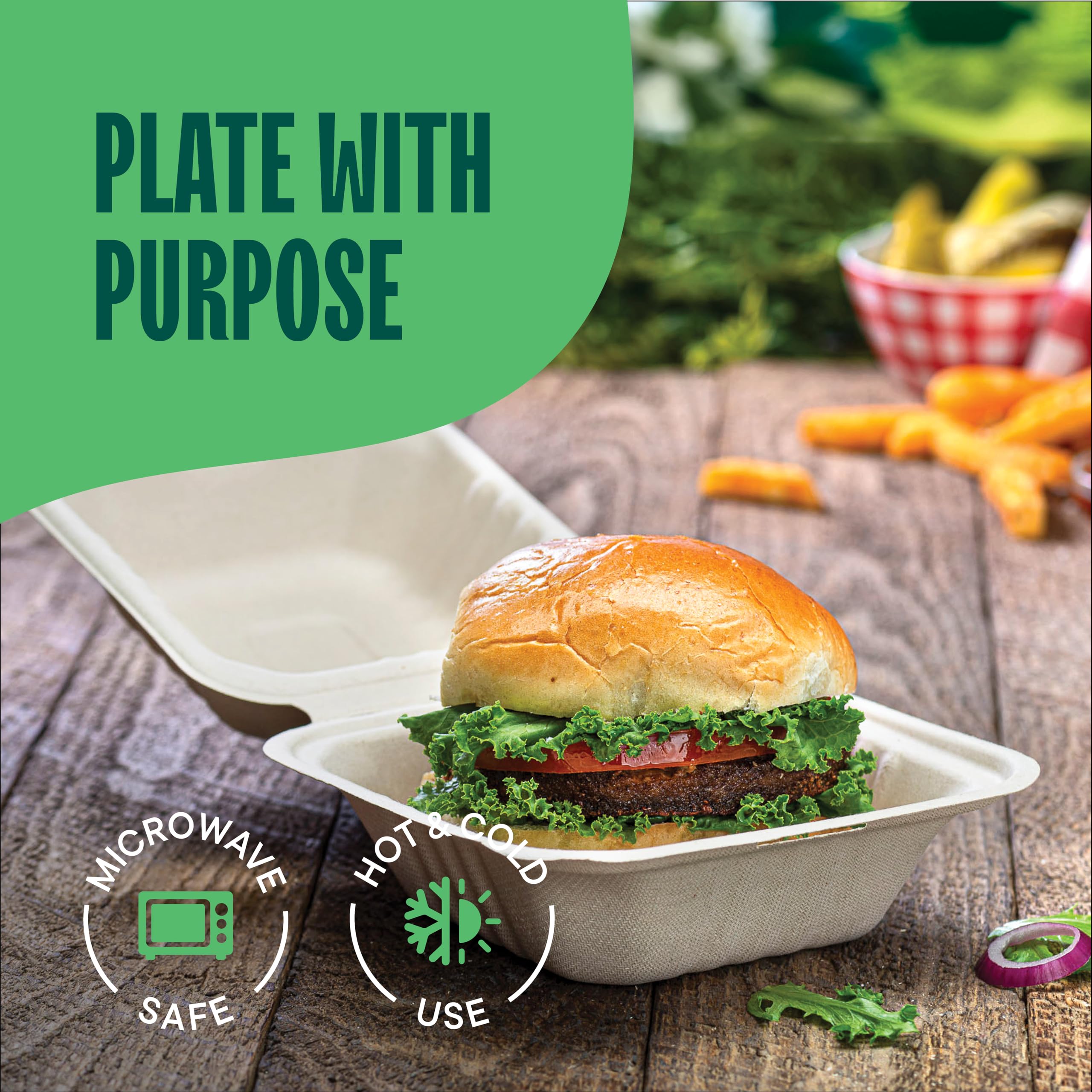 100% Compostable Clamshell Take Out Food Containers [6x6