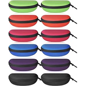 Leumoi 12 Pack Sunglasses Case Bulk Eyeglasses Case with Zipper and Clip, Portable Travel Sunglasses Pouch for Men Women