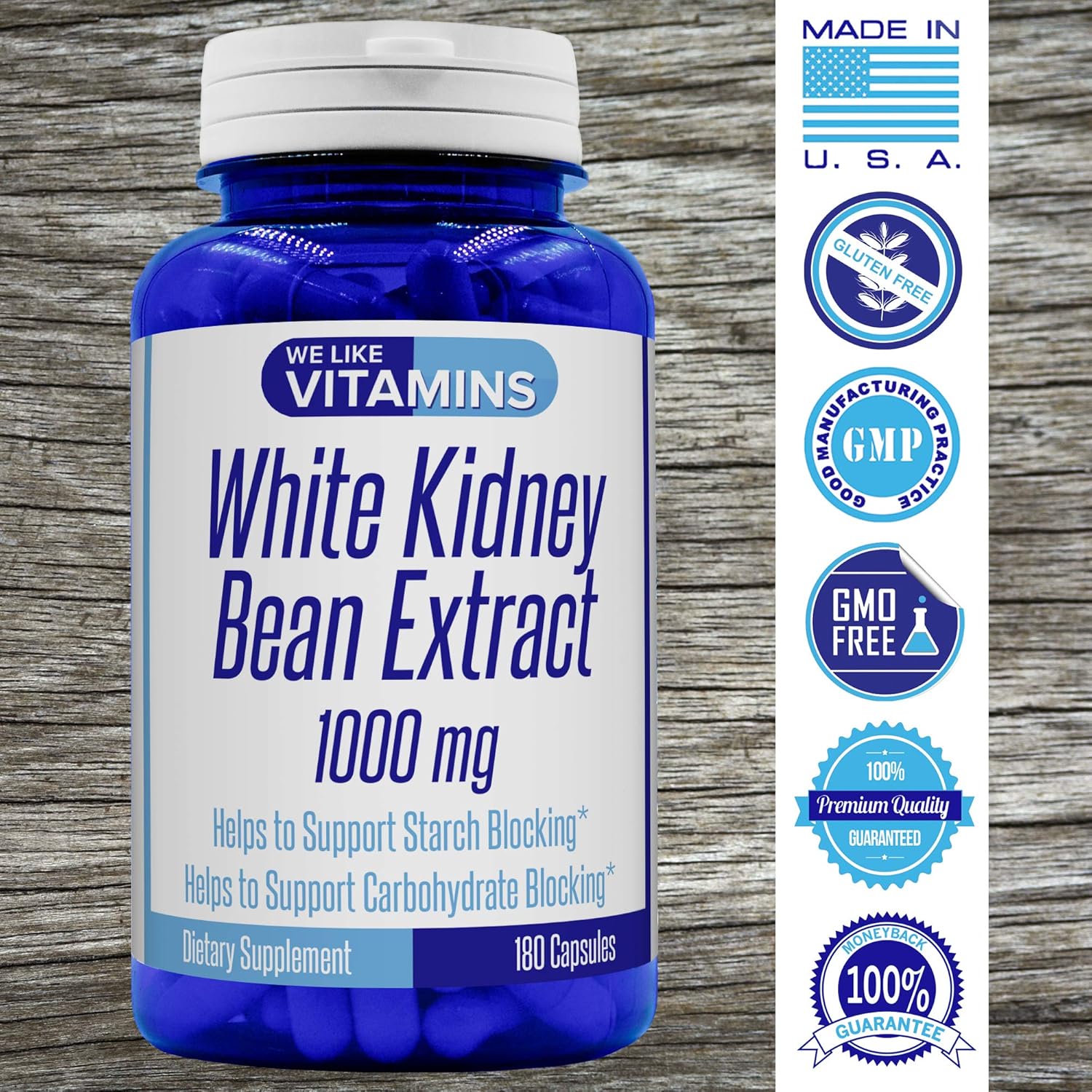 White Kidney Bean 1000mg 180 Capsules White Kidney Bean Supplement