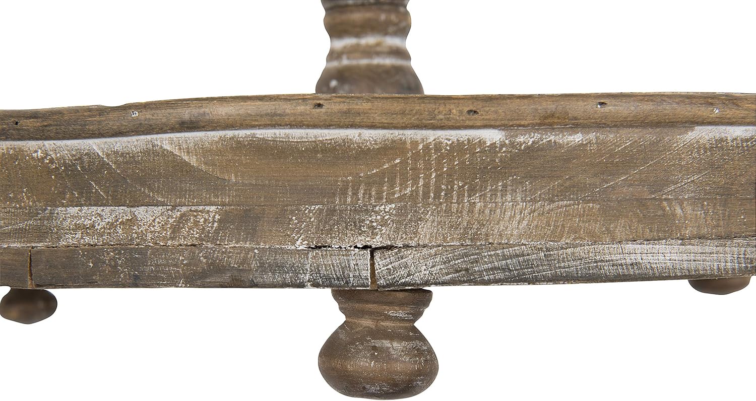 Creative Co-Op Distressed Brown Wood Metal Handle Two-Tier Tray: Home & Kitchen