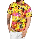 LA LEELA Men's Hawaiian Shirts Short Sleeve Button Down Shirt Mens Shirts Holiday Tropical Party Shirts for Men Funny