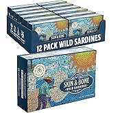 Skin & Bone Wild Caught Portugese Sardines in Extra Virgin Olive Oil, Pack of 12, 4.25oz. Handpacked, Wild Caught.