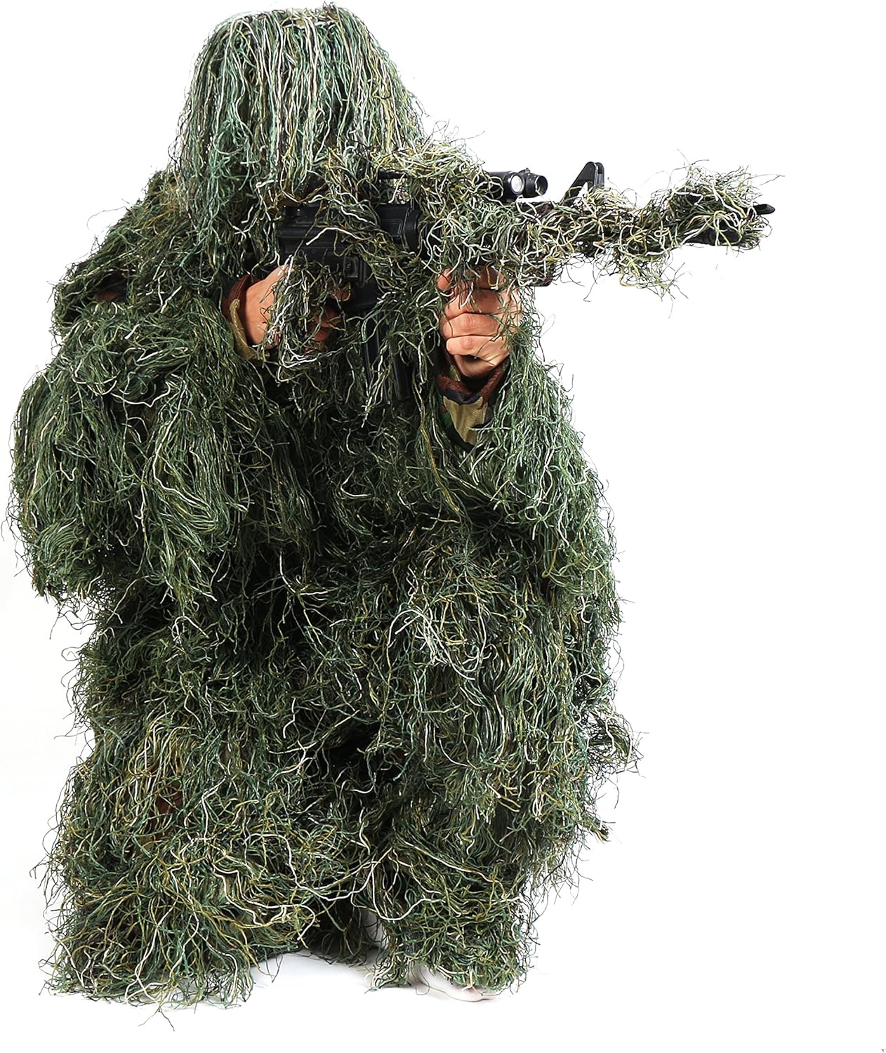LOOGU Ghillie Suit, Camo Suit Woodland and Forest Design Military Leaf Hunting and Shooting Accessories Tactical Camouflage Clothing Free Size for Airsoft, Wildlife Photography Halloween : Sports & Outdoors