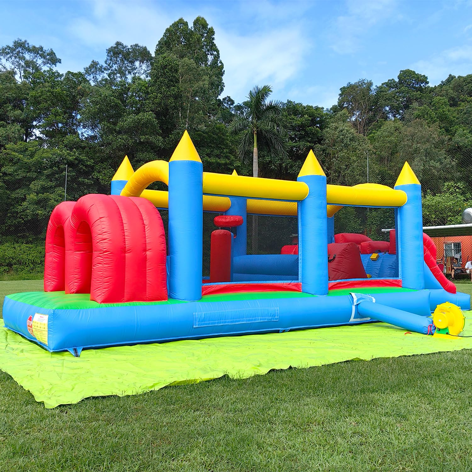 Photo 1 of 24FT Commercial Grade Inflatable Obstacle Course, (100% PVC) Bounce House for Big Kids 5-12 & Adult, with 2 Slides, (1100w Blower), Bouncy House for Backyard Outdoor Birthday Party Decor