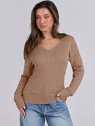 ANRABESS Womens Long Sleeve Cable Knit Sweater 2025