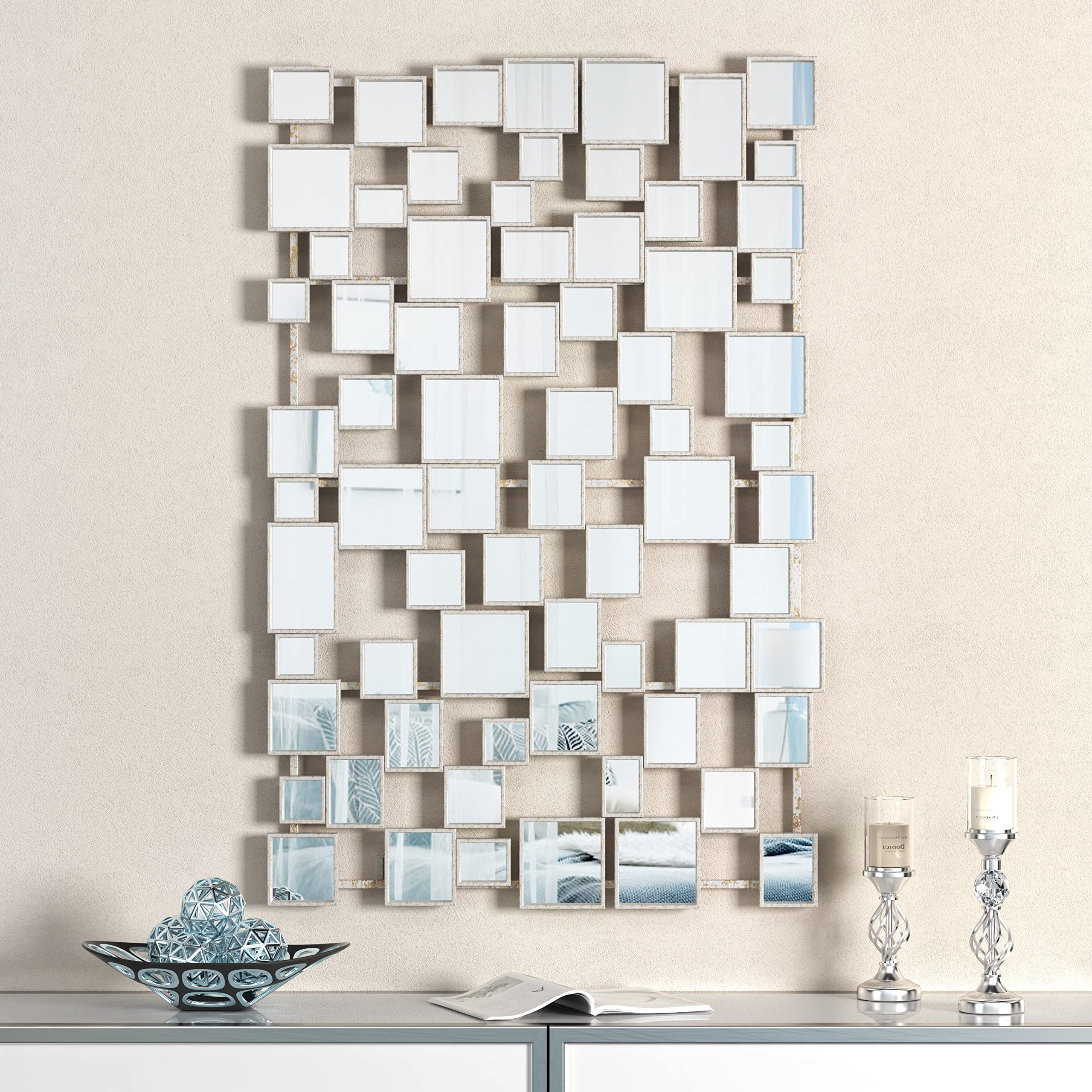 NXHOME Modern Large Accent Mirror - Silver Decorative Mirror 45×30 Inch ...