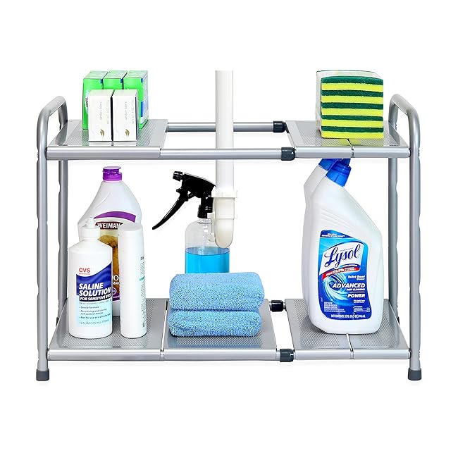 SimpleHouseware Under Sink 2 Tier Expandable S...