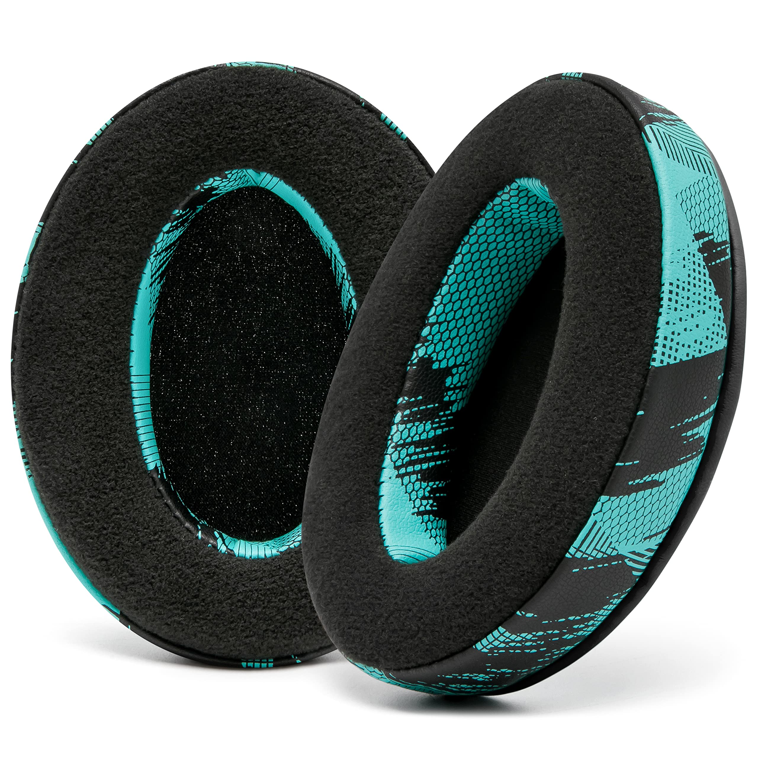 WC PadZ Velour - The Ultimate Upgraded Earpads by Wicked Cushions - Compatible With Audio Technica, HyperX, SteelSeries Arctis & More - Extra Thick - Bigger Opening | SpeedRacer Cyan — image 1