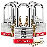 Lion Locks 6 Keyed Alike Padlocks with 2" Long