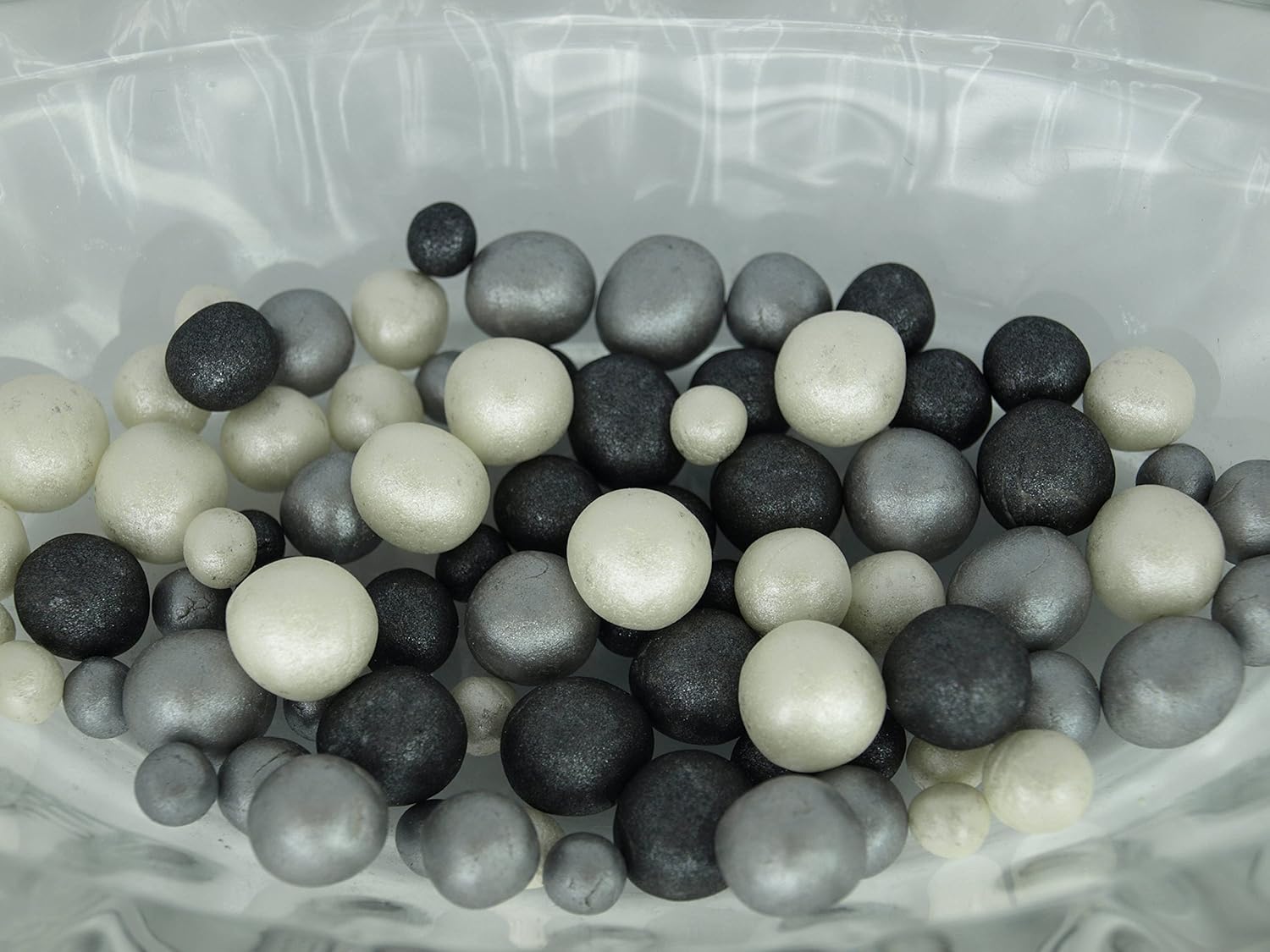 50x Fondant Edible Pearls Silver Black White Sugar Balls Lux