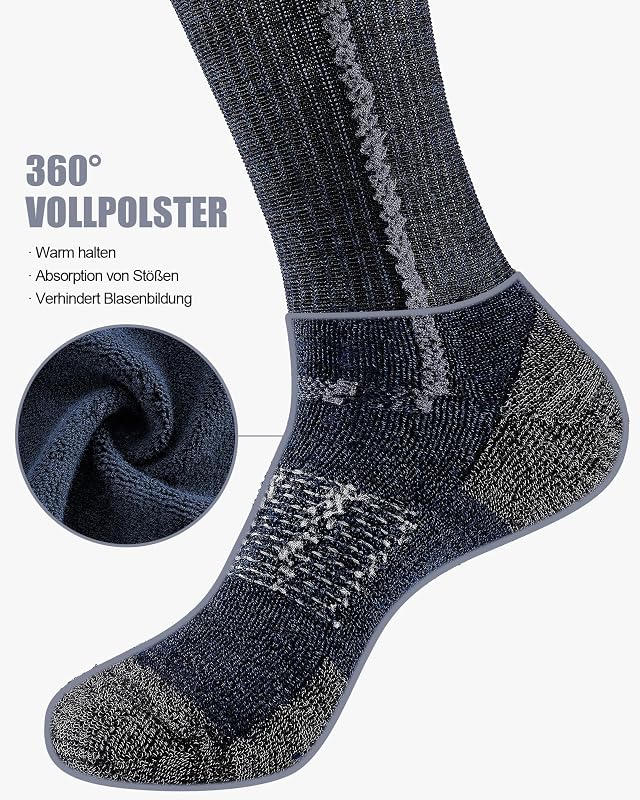 Baumwollsocken Herren, 5 Paar, gepolsterte Crew Socken Marine M — Foto 5 von 8
