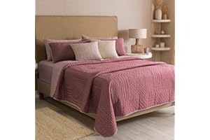 Vianney Queen Comforter Novo Blush Bedding 91x93 Inches Reversible Lightweight Quilt Blanket Soft Cozy All-Season Bedspread in Blush Pink and Pale Pink