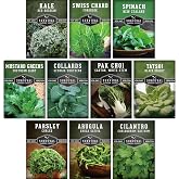 10 Power Greens Seed Variety Pack Collection - Survival Garden Seeds | Heirloom Collards, Mustard, Swiss Chard, Spinach, Kale, Tatsoi, Pak Choi &amp; More for Fall &amp; Spring Planting