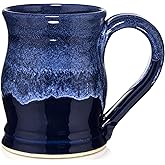 Uncommon Clay 20oz Barrel Coffee Mug Handmade in the USA (Sapphire Blue/White)