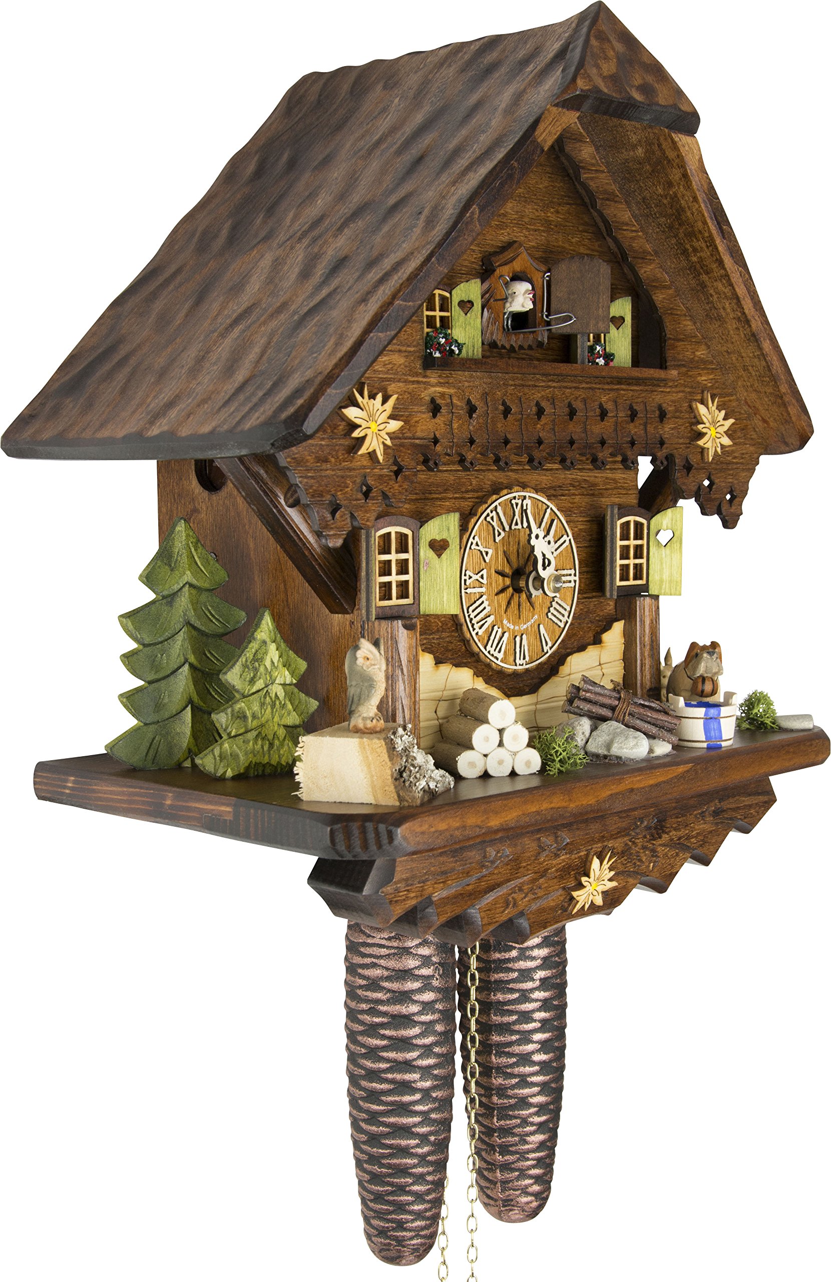 CuckooPalace German Cuckoo Clock Summer Meadow Chalet with 8Day