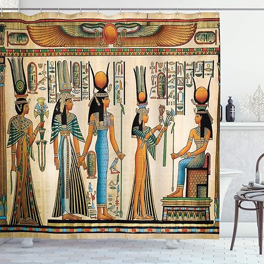 Amazon Com Ambesonne Egyptian Shower Curtain Egyptian Papyrus