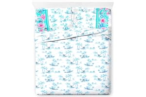 Jay Franco Sheet Set with Fitted, Flat Sheets & Pillow Cover - Ultra-Soft Bedding with Pillowcase for Room Decor, White - Stitch, 4 Piece Full