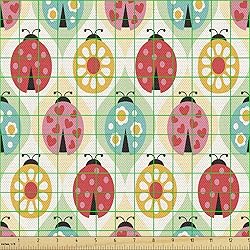 Lunarable Ladybugs Fabric by The Yard, Ladybugs