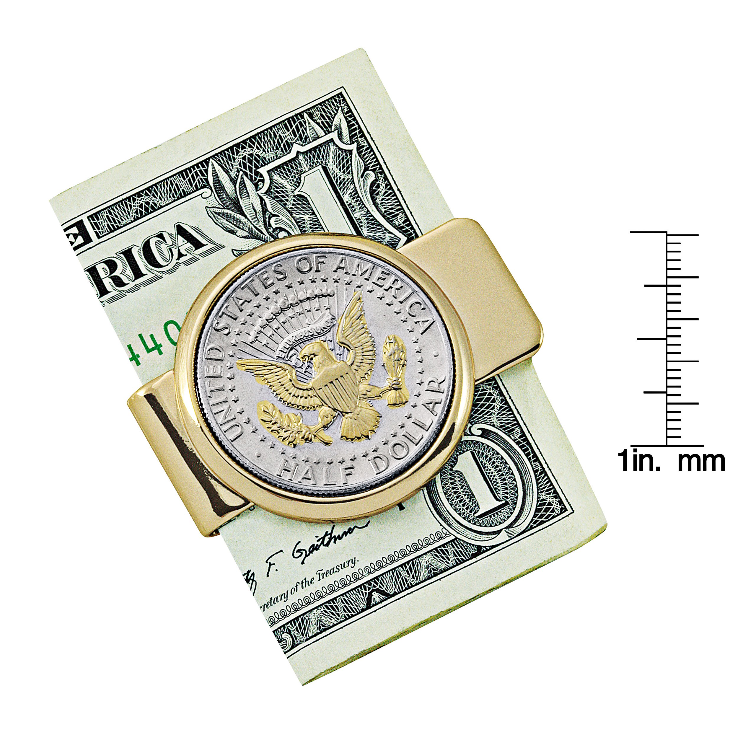 Gold-Layered Presidential Money Clip - Elegant American Coin Treasures JFK Half Dollar Gold Tone Coins for Cash and Bills | Comes with Certificate of Authenticity