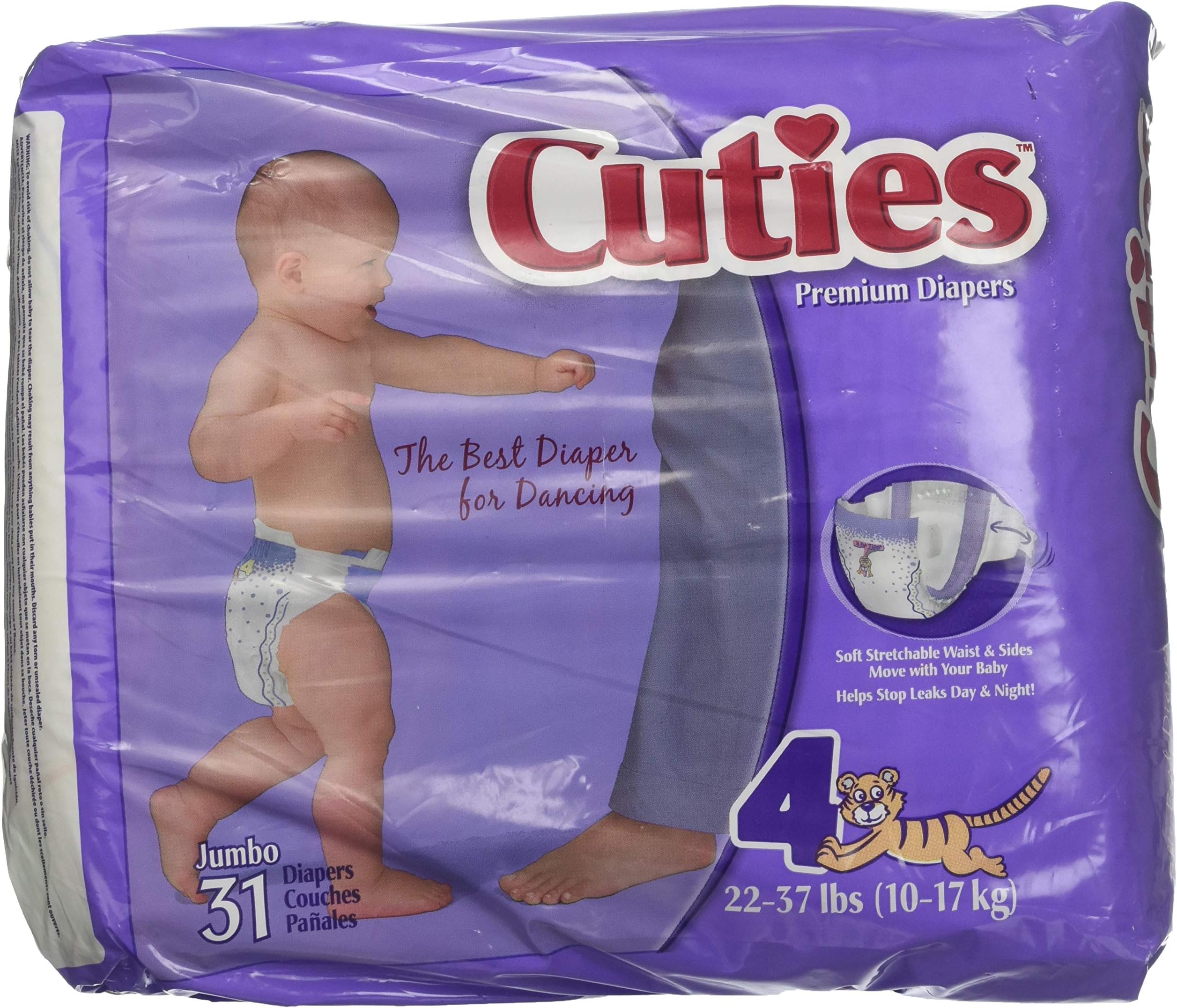Prevail Cuties Baby Diapers Size 4, 22-37 lbs, by First Quality, 31 Count