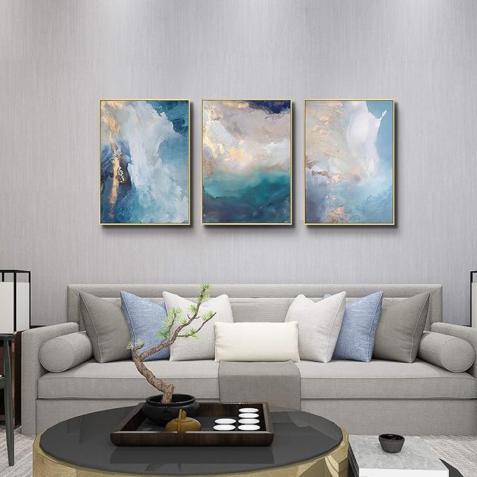 ARTLAND Teal Abstract Wall Art 3 Pieces with