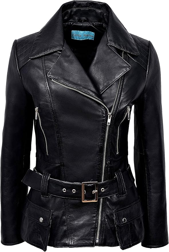 Carrie CH Hoxton Ladies Real Leather Jacket 100% Lambskin Napa Casual Fashion Biker Style 2812 